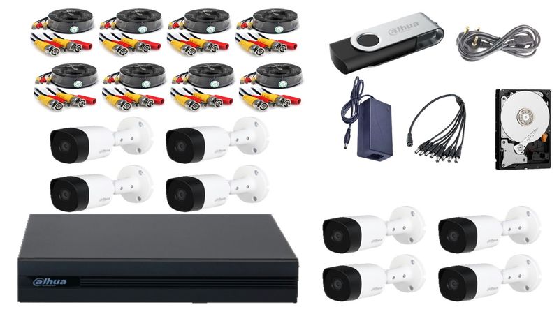 Dahua 8CH Kit With Readymade Cables, 1TB HDD And Flash Drive