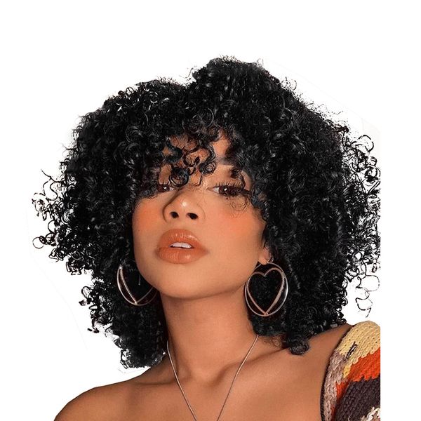14-inch Short Synthetic Curly Wig with Bangs