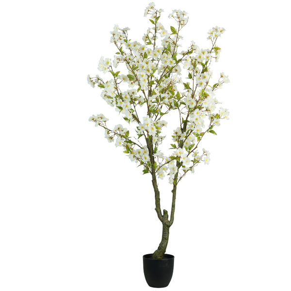 HouzeComfort 160cm Artificial White Japanese Cherry Blossom Fake Tree
