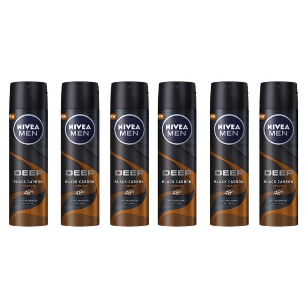 NIVEA MEN DEEP Espresso Anti-perspirant Deodorant Spray, 6x150ml