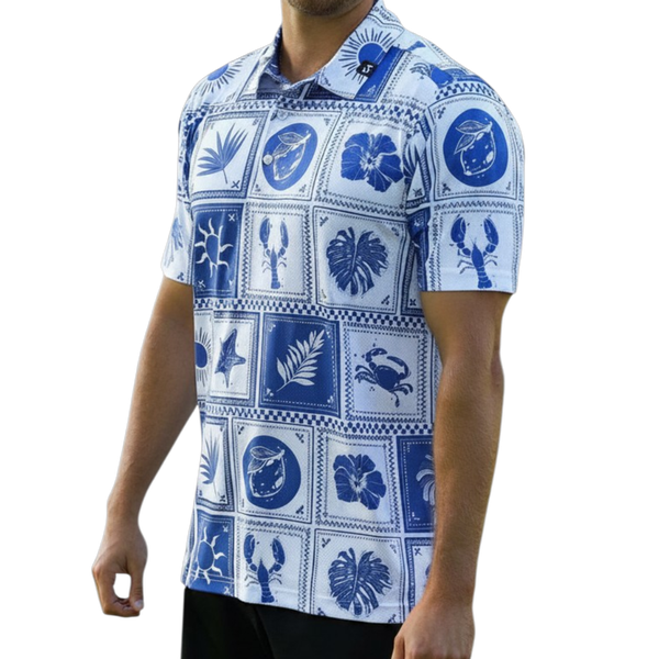 CA Airdry Golf Shirt - Greek Tiles