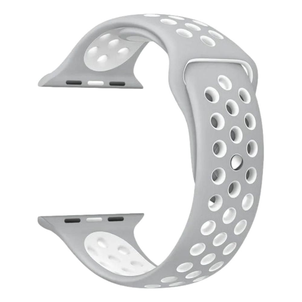 Silicone Sport Band For Apple Watch 38mm 40mm 41mm Grey White