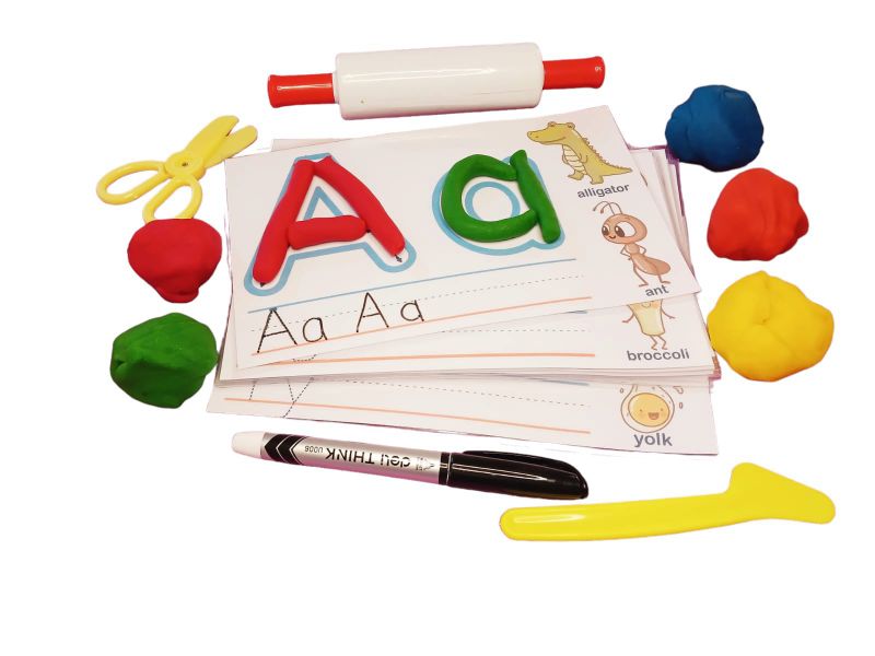 Alphabet Play Dough Card Kit with Accessories in Container