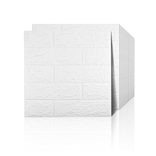 20 Pieces White 3D Wall Panels, Printable Wallpaper Sticker with Self