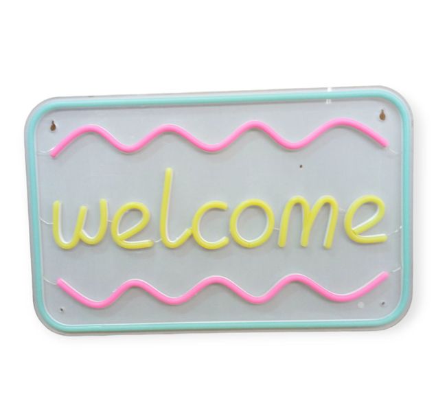 Welcome Backplate Neon Sign With 12V 2A Power Adapter