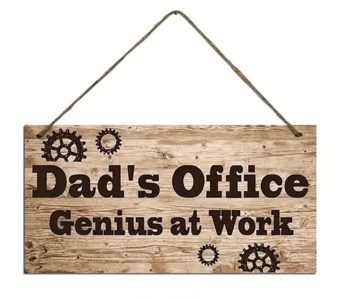 Dad's Office Genius at Work Sign - Plaque For Dad's Office