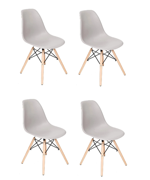 4 x Wooden Leg Chairs - Grey