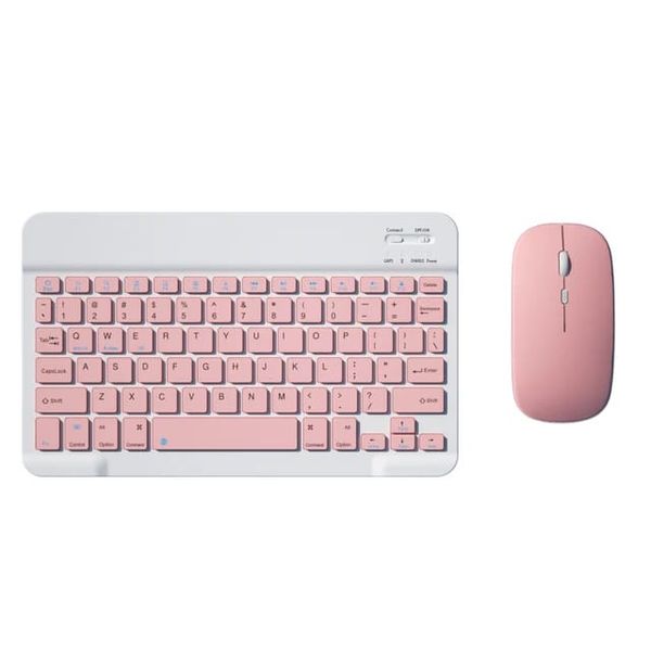 Pink Bluetooth Rechargeable Ultra Thin Wireless Keyboard With Mouse