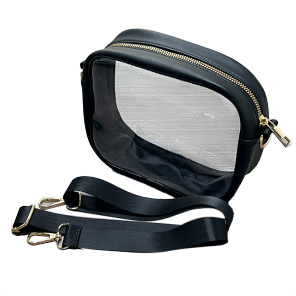Clear Bag for Stadium Events, Clear Crossbody Purse, Black