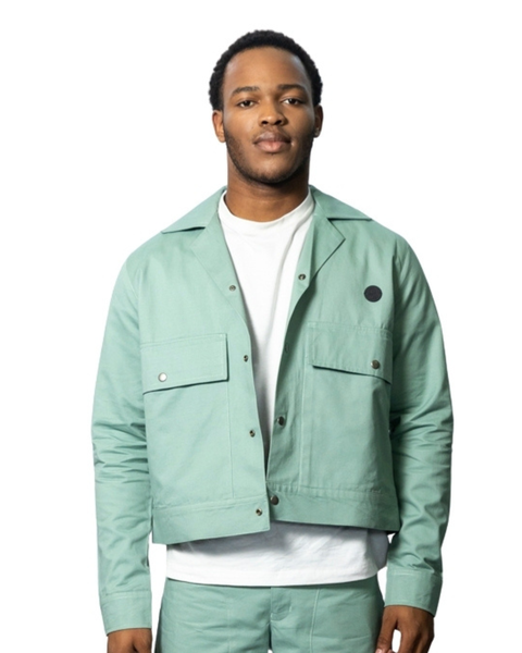 iGoda Light Green Twill Oversized Denim Jacket