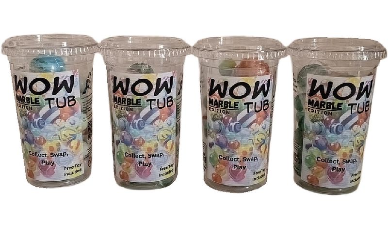 WowTub 4 Pack - Marbles Edition &amp; Collectors Pen End Sqwishland Toy - 220g