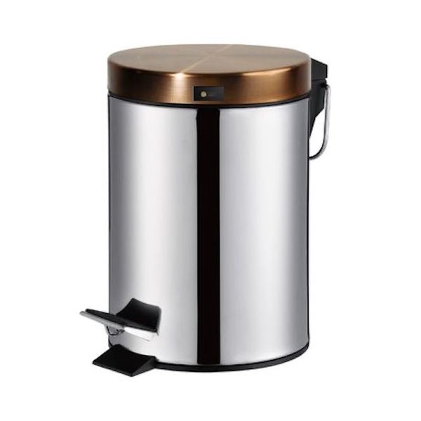 Rocco Homeware- 3 Litre Stainless Steel Pedal Bin with Rose Gold Lid