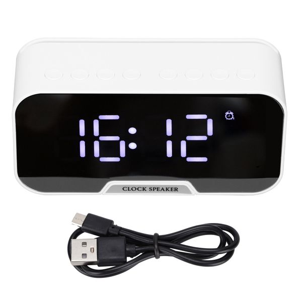 Bluetooth Clock Speaker Portable Dual Alarm Function for Bedroom White