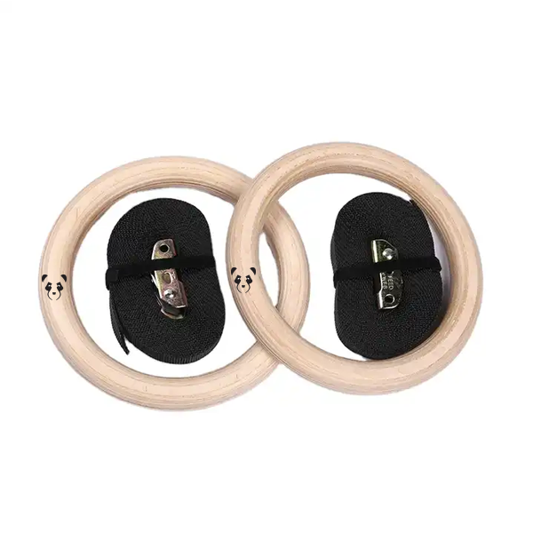 Bamboo Bear - Handmade Gymnastic Wooden Rings with Adjustable Buckle