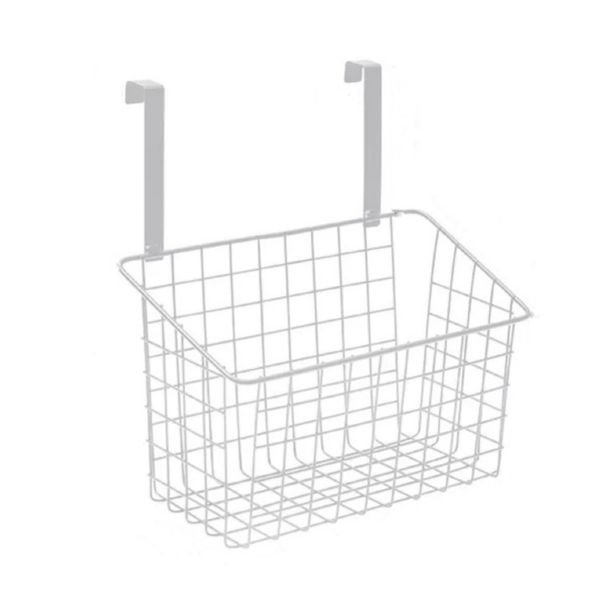 White Iron Hanging Storage Basket Over the Cabinet Storage Basket 23x16x11