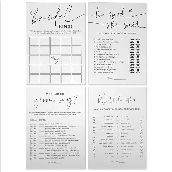 Minimalistic Bridal Bachelorette Shower Card Game - 80 Pack