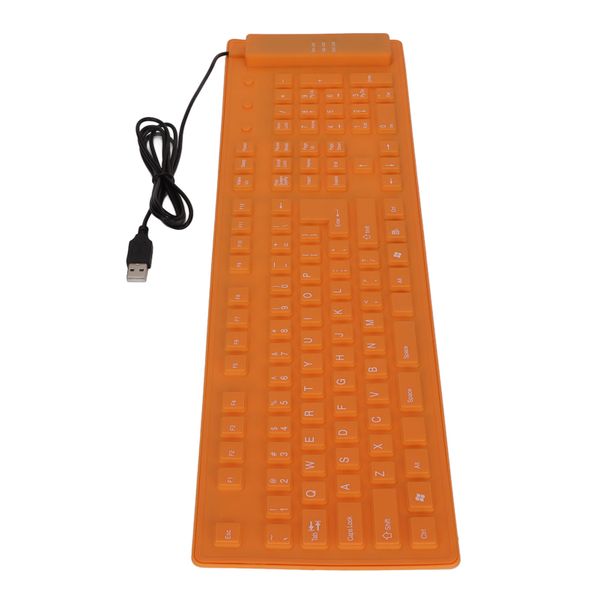 Foldable Silicone Keyboard 108 keys USB Wired Waterproof Mute Yellow