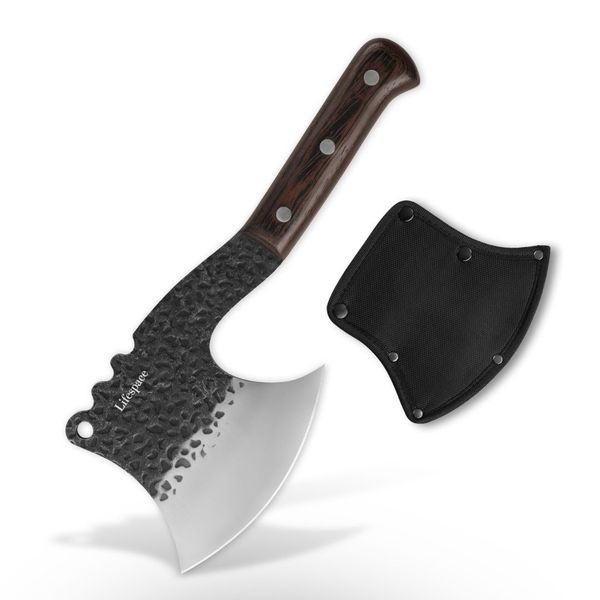 Lifespace Butcher Axe Cleaver Knife with Wenge Handle &amp; Sheath