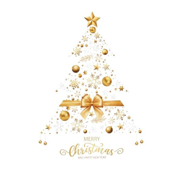 1 Pack- Reusable Christmas Tree Window Sticker- Gold