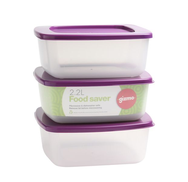 Gizmo 2.2 Litre Food Storage Container - 3 Pack