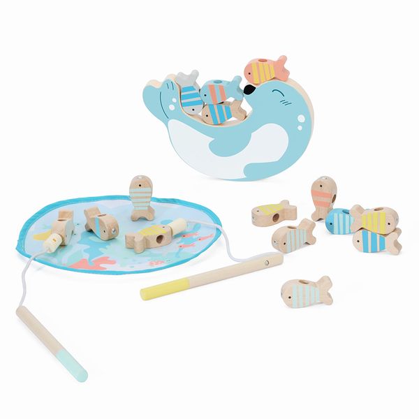 Classic World Wooden Magnetic Fishing &amp; Stacking Game