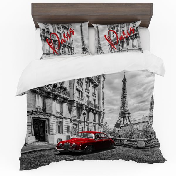 Black and White Paris Duvet Cover Set