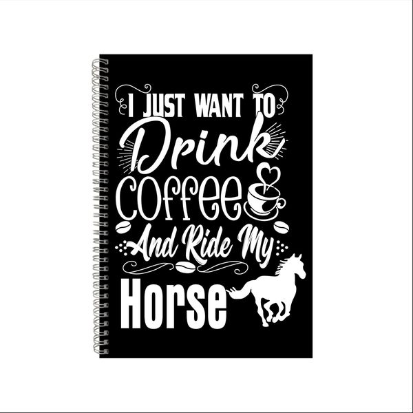 Coffee &amp; Horses Notebook Equestrian Gift Idea A4 Notepad Pad 46