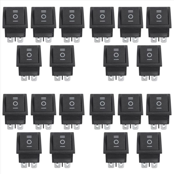20 Pcs 6 Pin DPDT Black Button On/Off/on Rocker Switch AC 250V/15A 125V/20A
