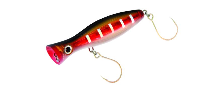 Rattler Fishing Popper Lure 12cm 43g Colour Red With White Stripes
