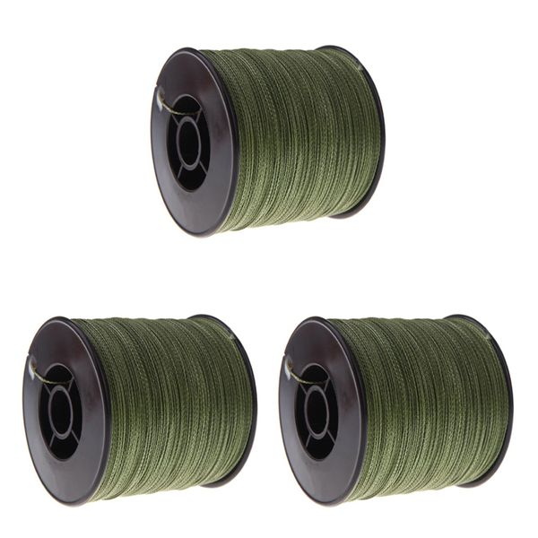 3pcs 300M Fishing Line 100 LB 0 55mm Strong PE Braid Green