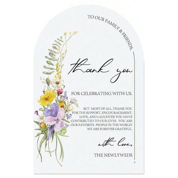 Floral Wedding Thank You Favour Place Cards