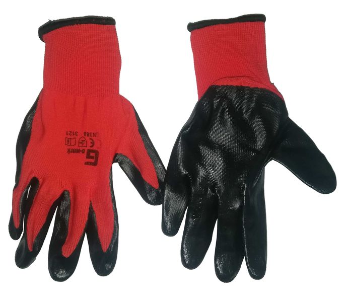 Gloves Nitrile Coated Smooth Red Size 10