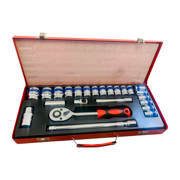 24Pcs 1/2inch DR Chrome Vanadium Socket Tool Kit Set