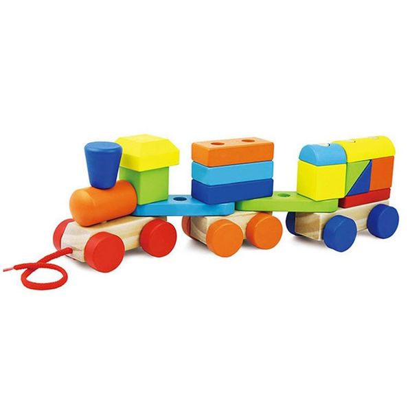 Wooden Multi-Colored Geometric Blocks Train YG-20