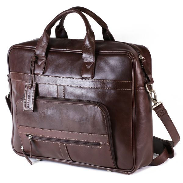 Nuvo - Ivan-02 - Genuine Leather 17-inch Laptop Bag brown