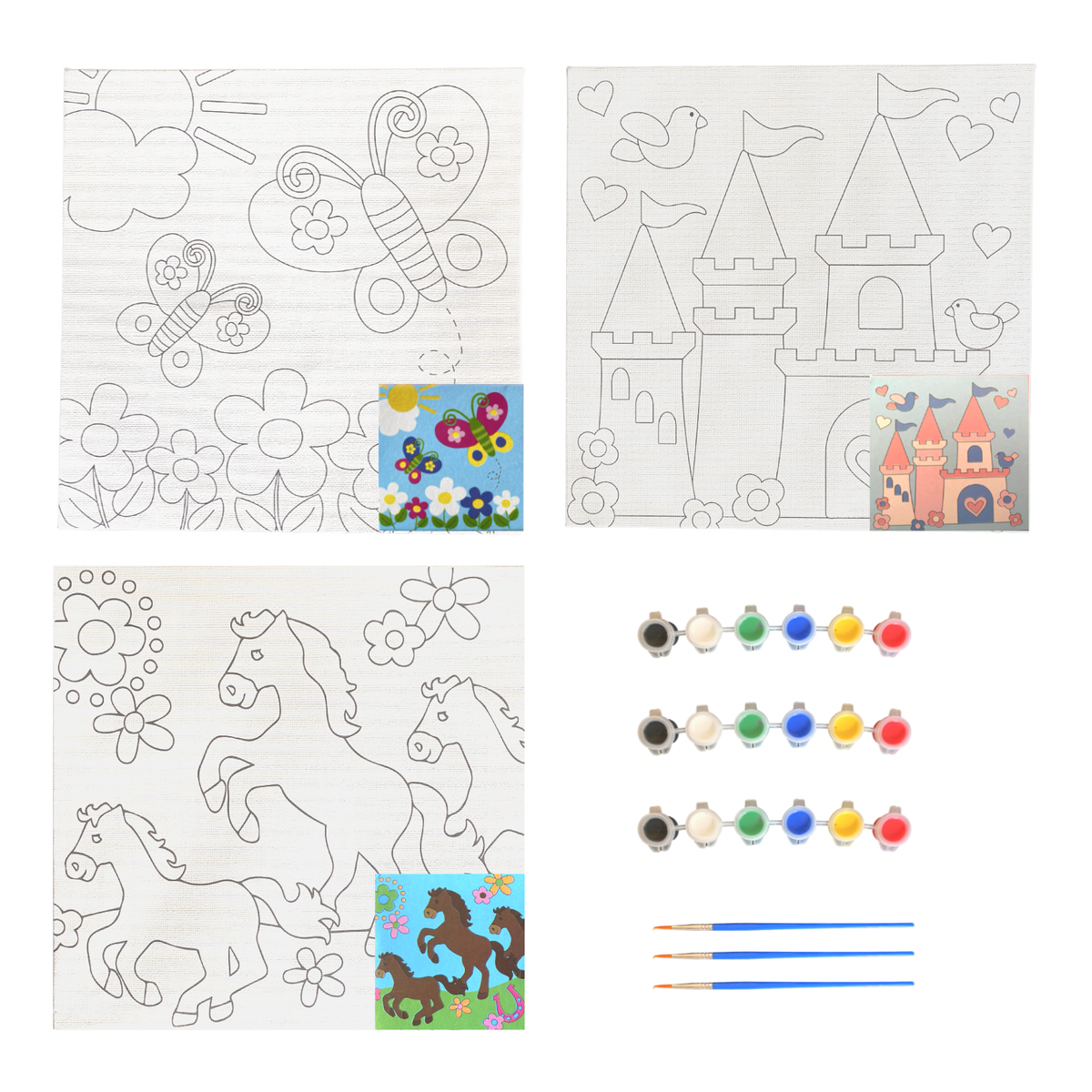 9 Piece Children's Wooden Canvas Painting Set Fairytale Pack Buy