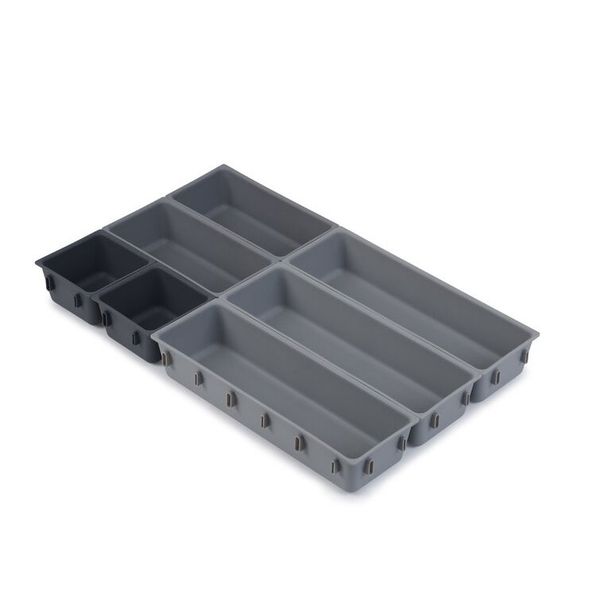 7 Pieces Of Clip-On Adjustable Drawer Storage Organizer Set - Grey