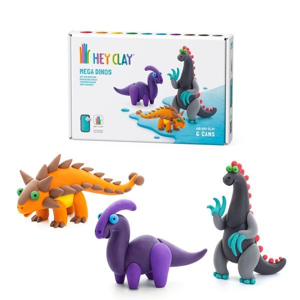 Hey Clay: Modelling Air-Dry Clay with Interactive App - Mega Dino, 6 Cans