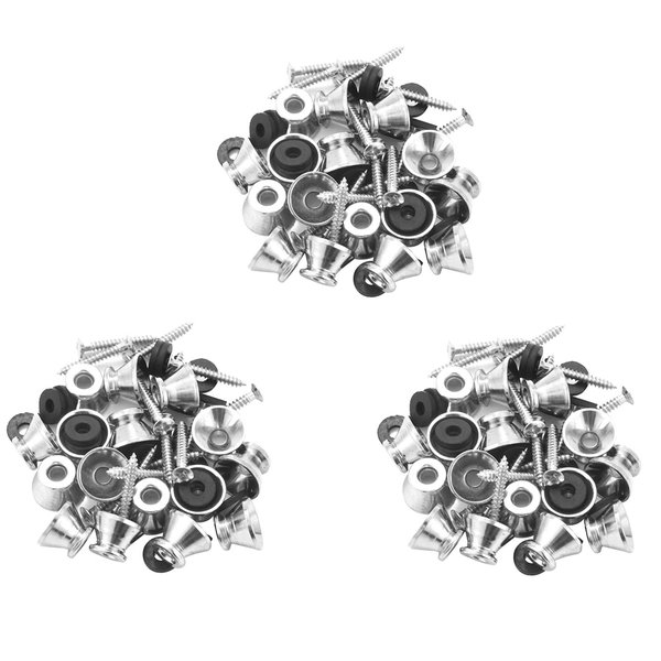 Guitar Bass Chrome Metal Endpin Strap Buttons Lo image