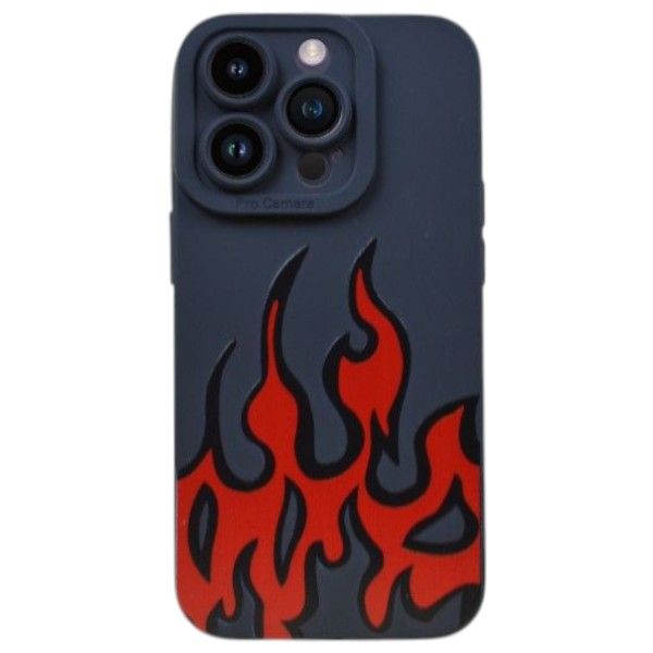 Bold Flame Design Phone Case Compatible With Phone 13 Pro Max- Black