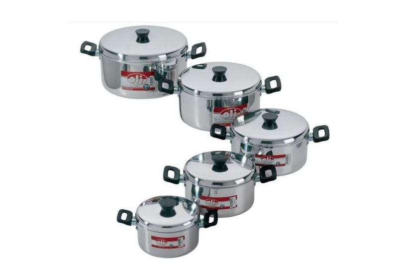 Oli - Polished Aluminium Stewpot/Casserol 10 Piece Set