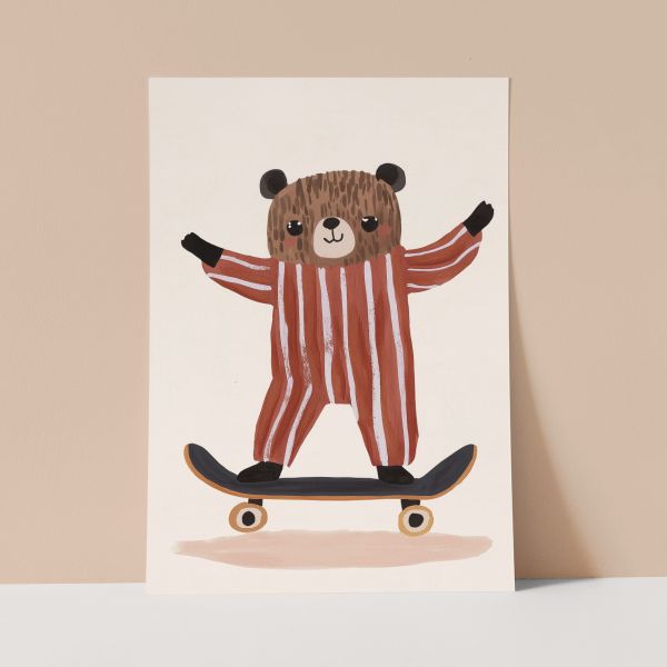 Skater Bear Wall Print