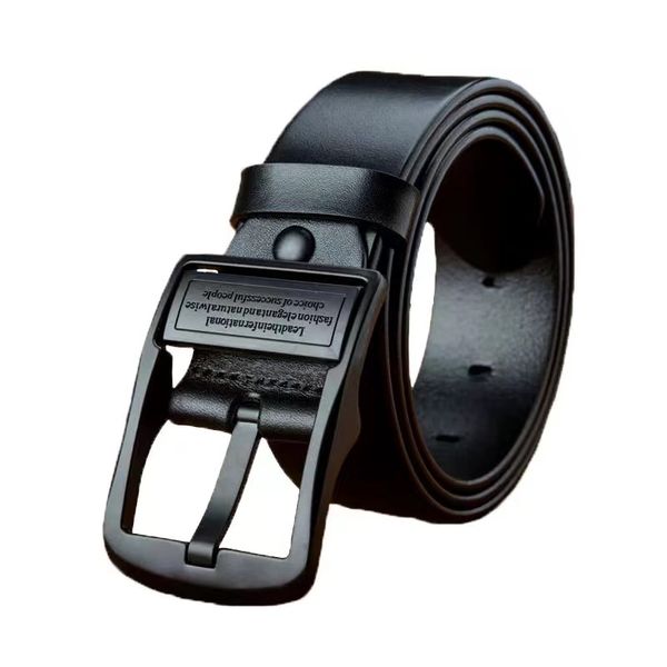Leather Cowhide Men Belt Fashion Metal Alloy Pin Buckle Adult Luxury Brand