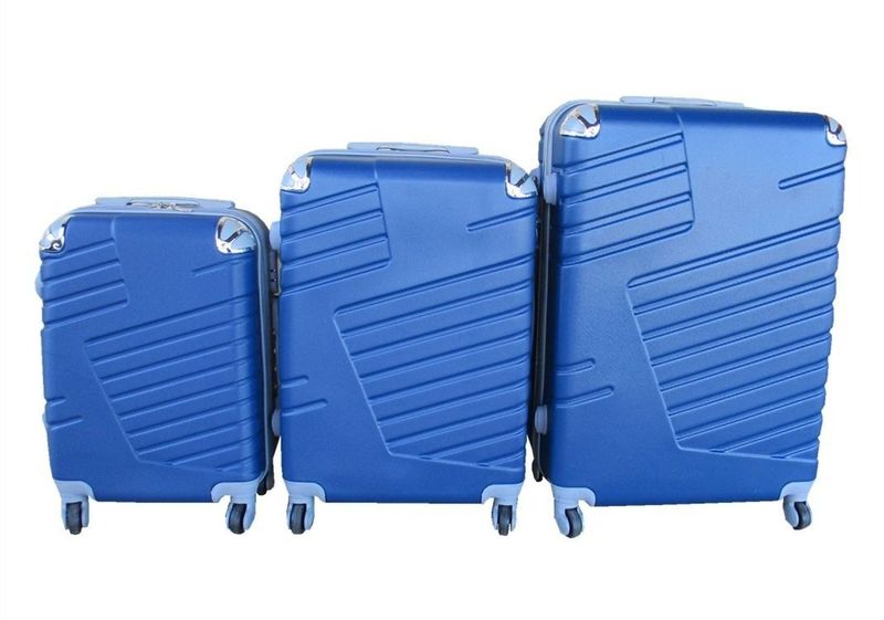 3-Piece ABS Hardside Luggage Set - Blue, Spinner Wheels, Telescopic Handle