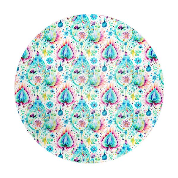 Aqua-leaves-Round-Tablecloth