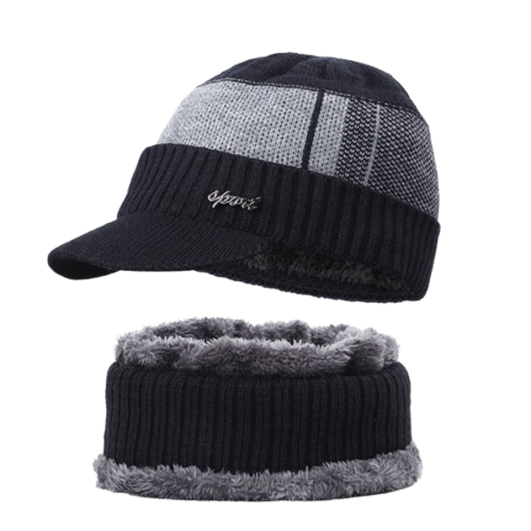 Lunae - Black Winter Skully Beanie Cap With Viso image