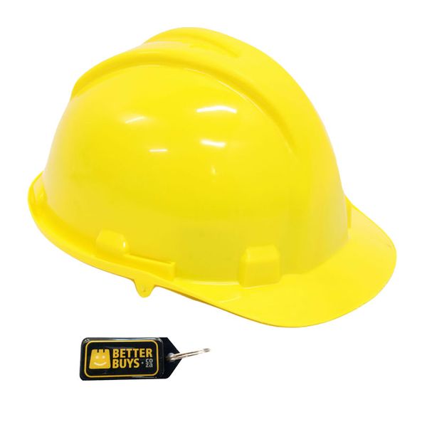Hard Hat - SABS Approved Worker Safety Protective Helmet - Yellow &amp; Keyring