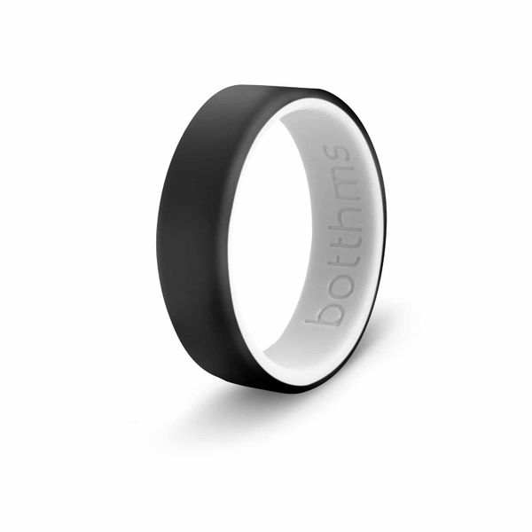 botthms Dual Silicone Ring, Silicone Wedding Ring For Men, Black &amp; White