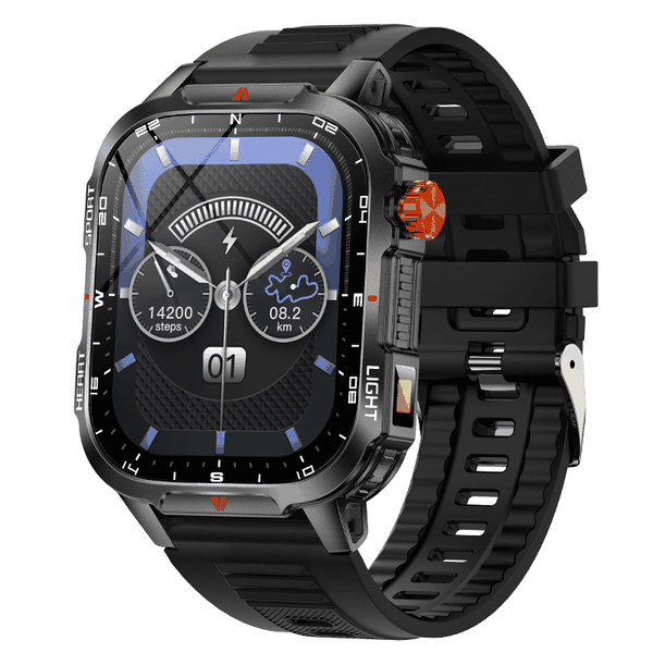 2.01 Inch Smart Watch, BT Call Sports Fitness Tracker Flashlight Compass