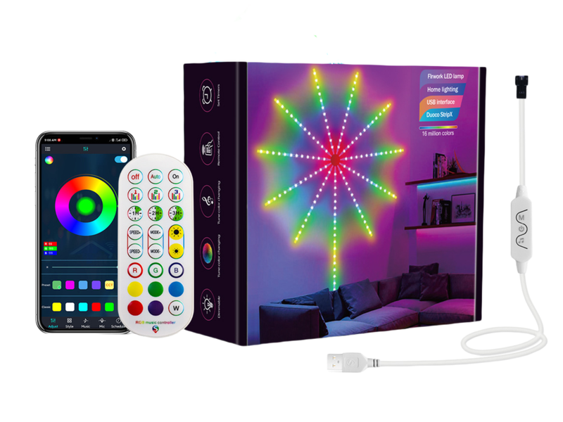 Smart Firework Led Lights,Music/Mic Sync RGB Color Changing Led Light Strip